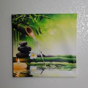 Set Of 4 Zen Inspired Bamboo Print Canvases